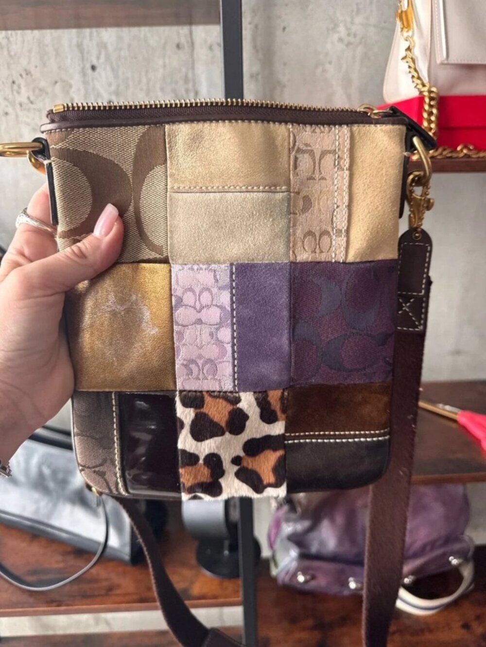 Coach 2005 Y2K Holiday Limited Edition Multicolor Patchwork Crossbody Bag EUC